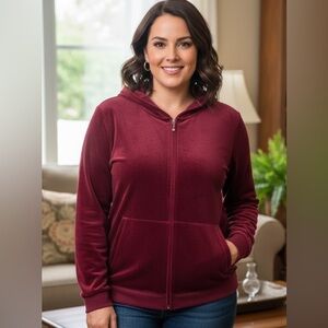 Bobbie Brooks Full Zipper Rose Red Hoodie Jacket size 3X